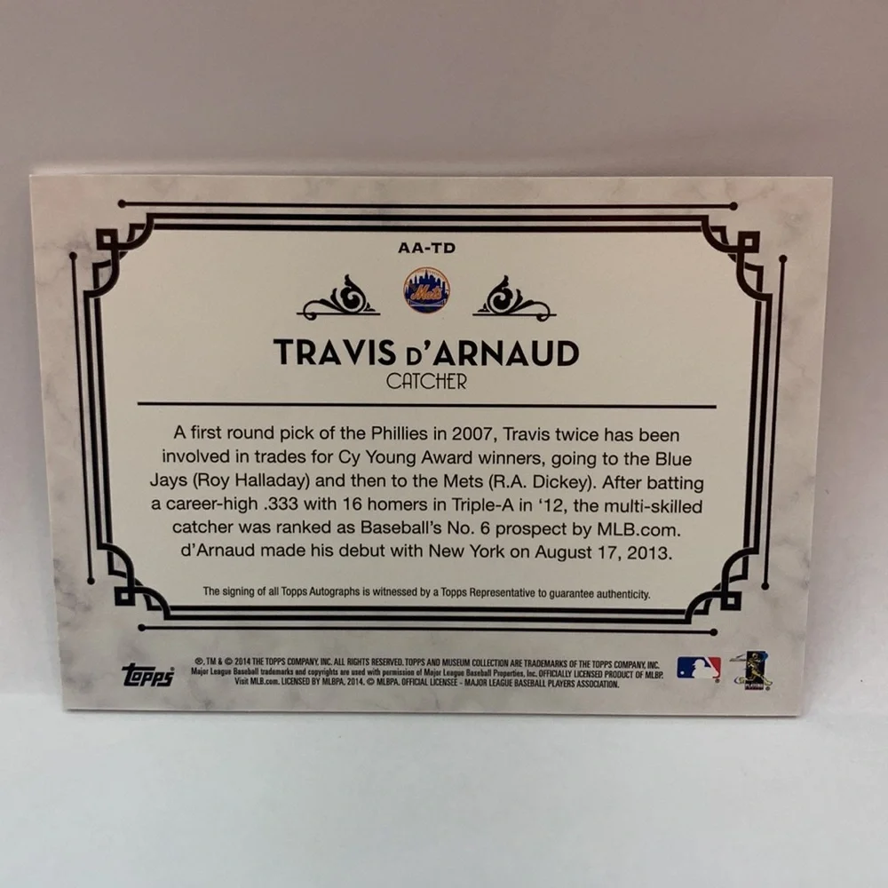 2014 Topps Museum Collection Archival Travis D’Arnaud 159/399 #AA-TD (MISC8)